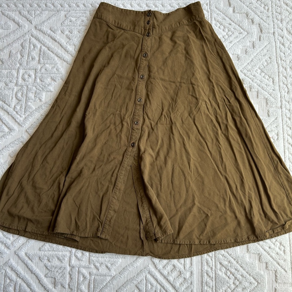 Forever 21 Olive Button-Front Maxi Skirt